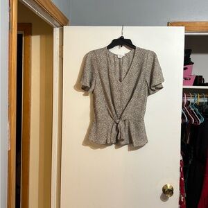 Sienna Sky Beige Short Sleeve Blouse